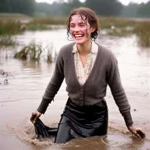 carlosstf33: Office Workers wearing pantyhoses / swamp--mud&water