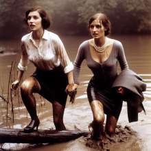 carlosstf33: Office Workers wearing pantyhoses / swamp--mud&water