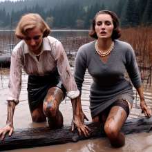 carlosstf33: Office Workers wearing pantyhoses / swamp--mud&water
