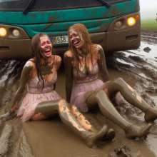 Bobographer: Bus stuck in mud