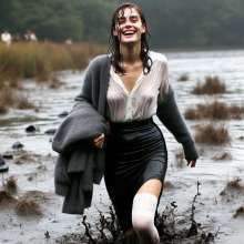 carlosstf33: Office Workers wearing pantyhoses / swamp--mud&water