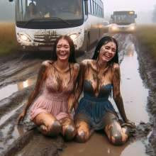 Bobographer: Bus stuck in mud