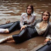 carlosstf33: Office Workers wearing pantyhoses / swamp--mud&water