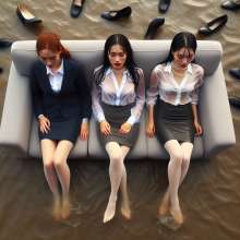 carlosstf33: Office Workers--water/mud with no shoes