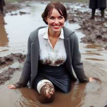 carlosstf33: Office Workers wearing pantyhoses / swamp--mud&water