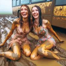 Bobographer: Bus stuck in mud