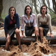 carlosstf33: Office Workers wearing pantyhoses / swamp--mud&water
