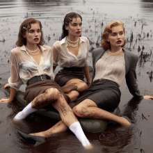 carlosstf33: Office Workers wearing pantyhoses / swamp--mud&water