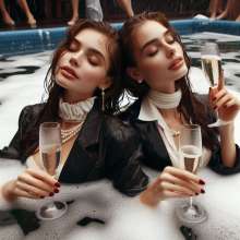 carlosstf33: Wet clothes, pantyhose, in Champagne bath and rivers