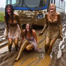 Bobographer: Bus stuck in mud