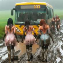 Bobographer: Bus stuck in mud