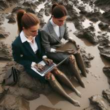 carlosstf33: Office Workers--water/mud with no shoes