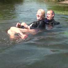 WSMProductions: Custard Couple (CC) Play in the River in Their Work Suits