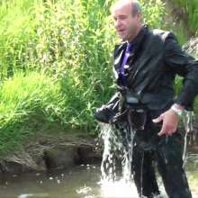 WSMProductions: Custard Couple (CC) Play in the River in Their Work Suits