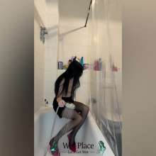 WetPlace: Dasha Shower In Black Skirt And Pantyhose