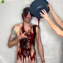 Slimed Models: Eliza Defeats Drew, He Strips and Is Painted and Pied