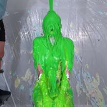 Miss Nicole: Natalie Is Barraged with a Dozen Pies and Slime in PVC Dress