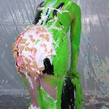 Miss Nicole: Natalie Is Barraged with a Dozen Pies and Slime in PVC Dress