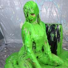 Miss Nicole: Natalie Is Barraged with a Dozen Pies and Slime in PVC Dress