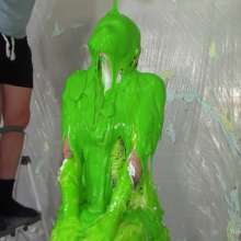 Miss Nicole: Natalie Is Barraged with a Dozen Pies and Slime in PVC Dress
