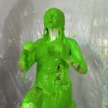Miss Nicole: Natalie Is Barraged with a Dozen Pies and Slime in PVC Dress