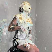 Miss Nicole: Natalie Is Barraged with a Dozen Pies and Slime in PVC Dress