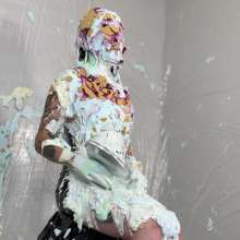 Miss Nicole: Natalie Is Barraged with a Dozen Pies and Slime in PVC Dress