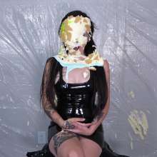 Miss Nicole: Natalie Is Barraged with a Dozen Pies and Slime in PVC Dress