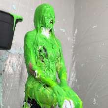 Miss Nicole: Natalie Is Barraged with a Dozen Pies and Slime in PVC Dress