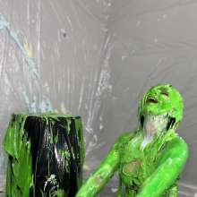 Miss Nicole: Natalie Is Barraged with a Dozen Pies and Slime in PVC Dress