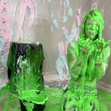 Miss Nicole: Phoebe Strips and Has Naked Fun in the Slime Gunk