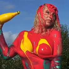FOXY: New video with Yulia paint covered outdoor