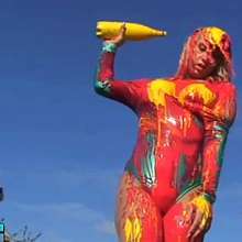 FOXY: New video with Yulia paint covered outdoor