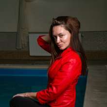 wet.look.me: Wetlook girl in Glossy Red Leather Jacket | Wetlook.biz