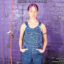 DungeonMasterOne: Lady Jennifer cleans up in soaking wet dungarees!