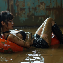 voith: Sludge Works girls on inflatables