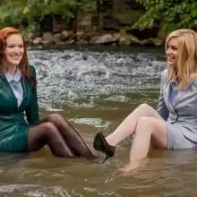 soakher: Wet office ladies just stiing around