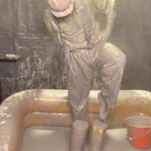 messytradie: Dirty Hi-Viz and Yellow Wellies Totally Gunged