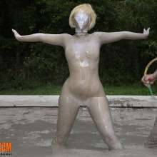 FOXY: White Zentai in mud
