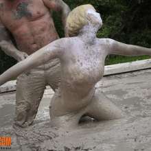 FOXY: White Zentai in mud