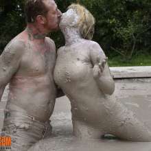 FOXY: White Zentai in mud