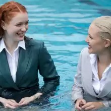 soakher: Office ladies hanging out in the pool