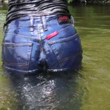 DungeonMasterOne: Lady Jennifer Gets Soaked in the River in Jeans.