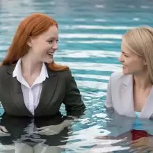 soakher: Office ladies hanging out in the pool