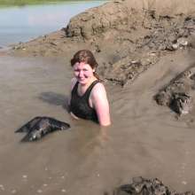 DungeonMasterOne: Miss Abigail Drenched in Mud in Shiny Leggings