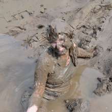DungeonMasterOne: Miss Abigail Drenched in Mud in Shiny Leggings