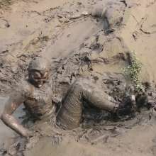 DungeonMasterOne: Miss Abigail Drenched in Mud in Shiny Leggings