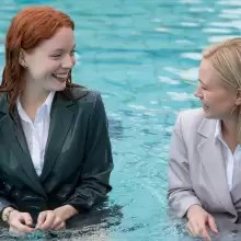 soakher: Office ladies hanging out in the pool