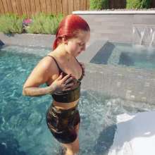 WetlookFashion: Scarlett--Shiny Satin Swim with Boots