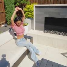 WetlookFashion: Sexy Charlie Does Some Pool Dipping in Jeans and Crop Top